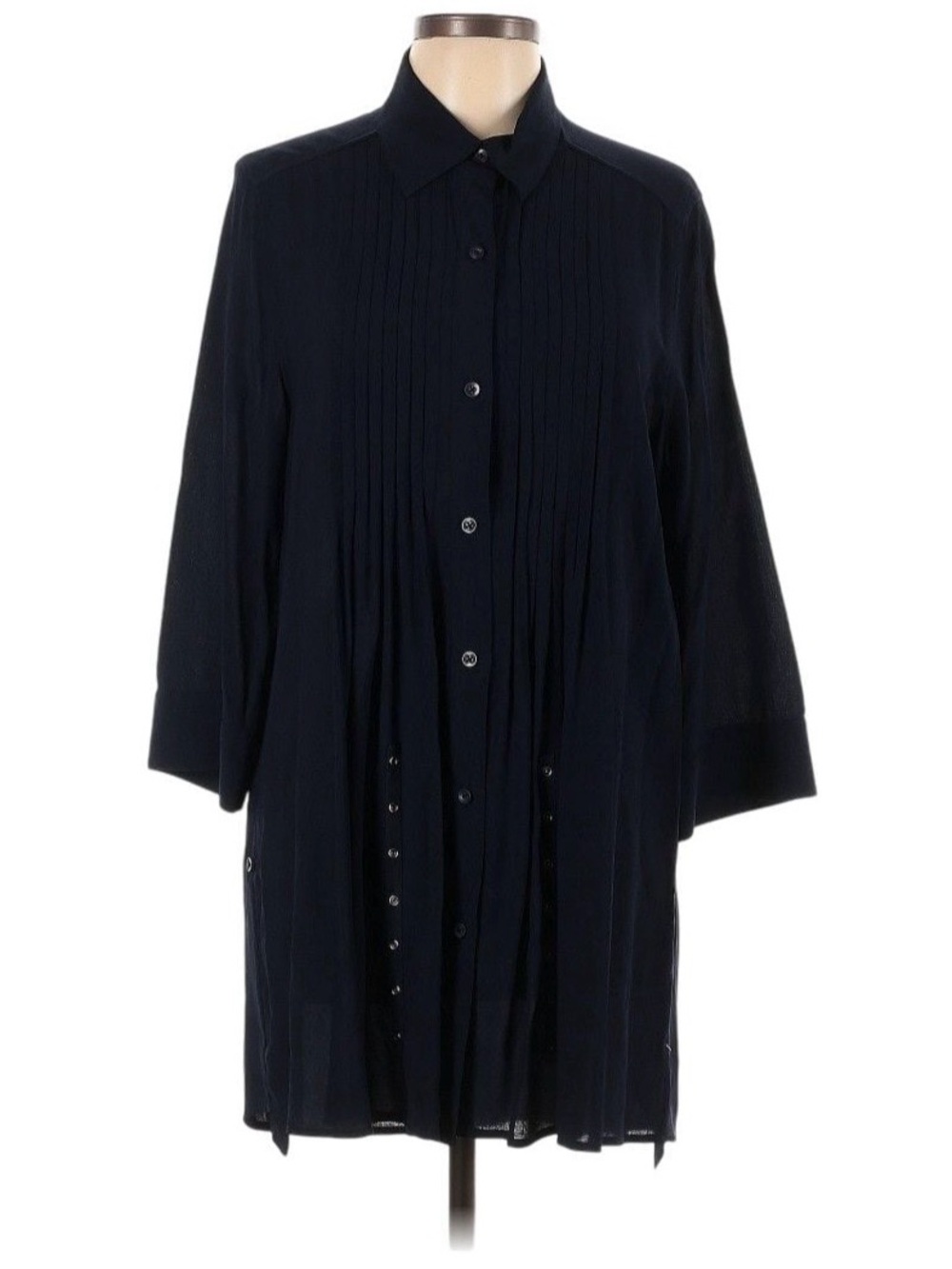 Alice + Olivia Dark Navy Pleated Tunic Shirt